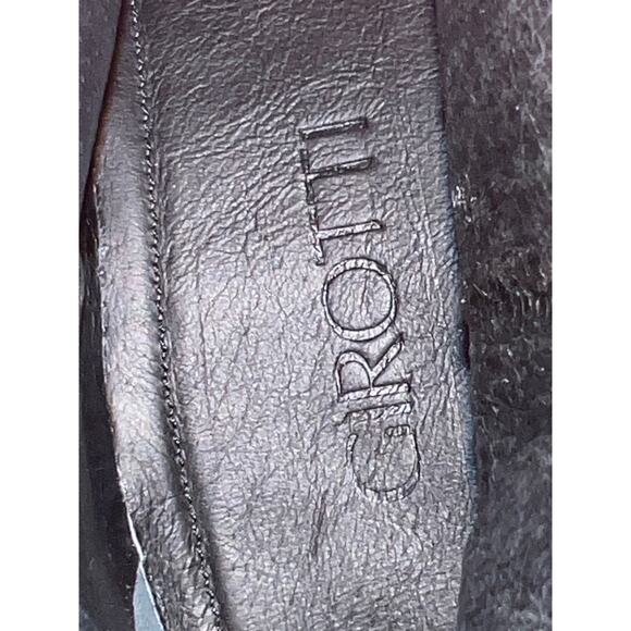 Girotti Hidden Wedge Ankle Bootie Loden Green Black Fringe Tassel 40 EU / 9.5 US - Picture 9 of 11